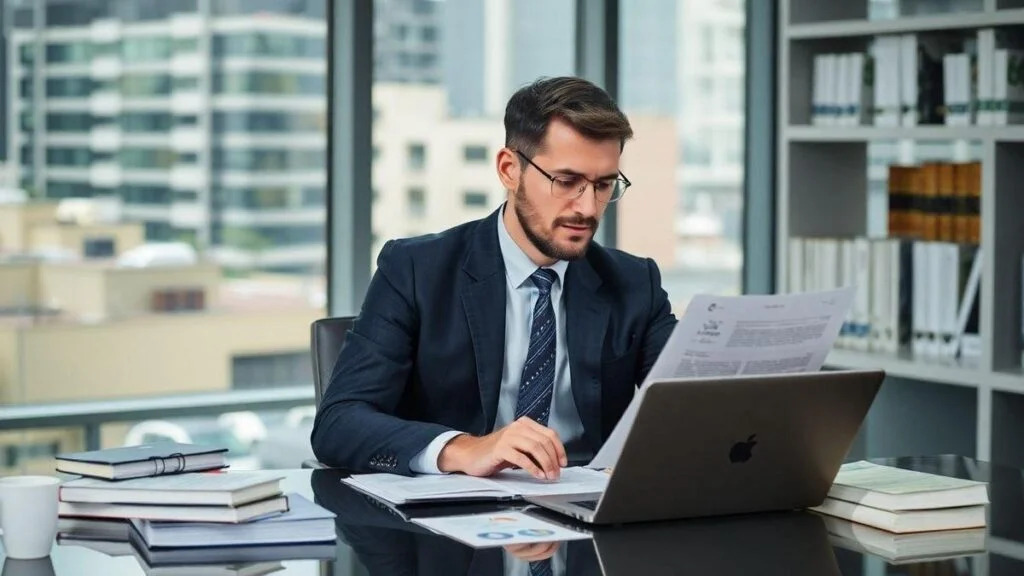 Advogado analisando documentos